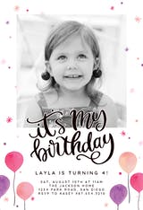 Its My Birthday Balloons - Birthday Invitation